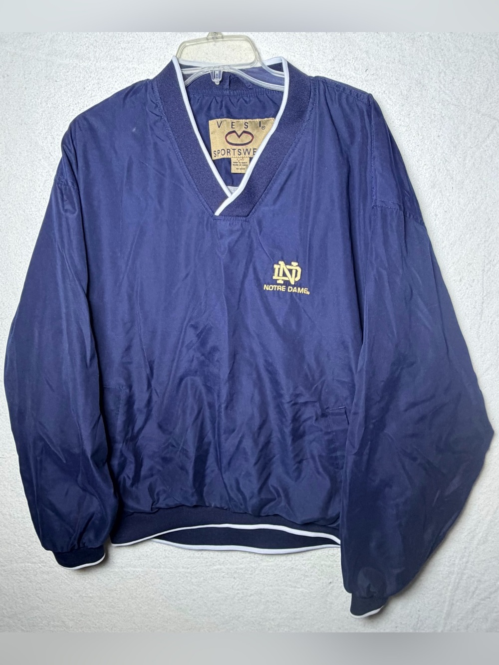 Vintage 90s Vesi Sportswear Notre Dame Fighting Irish Pullover Jacket Size L